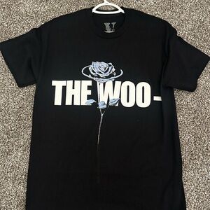 Black Graphic Tee with Rose Design